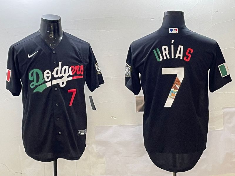 Men Los Angeles Dodgers 7 Urias Black Fashion 2025 Nike MLB Jersey style 5
